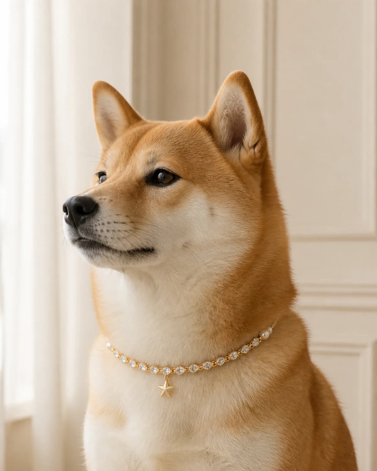 Sora wearing the Starlight Riviere crystal collar